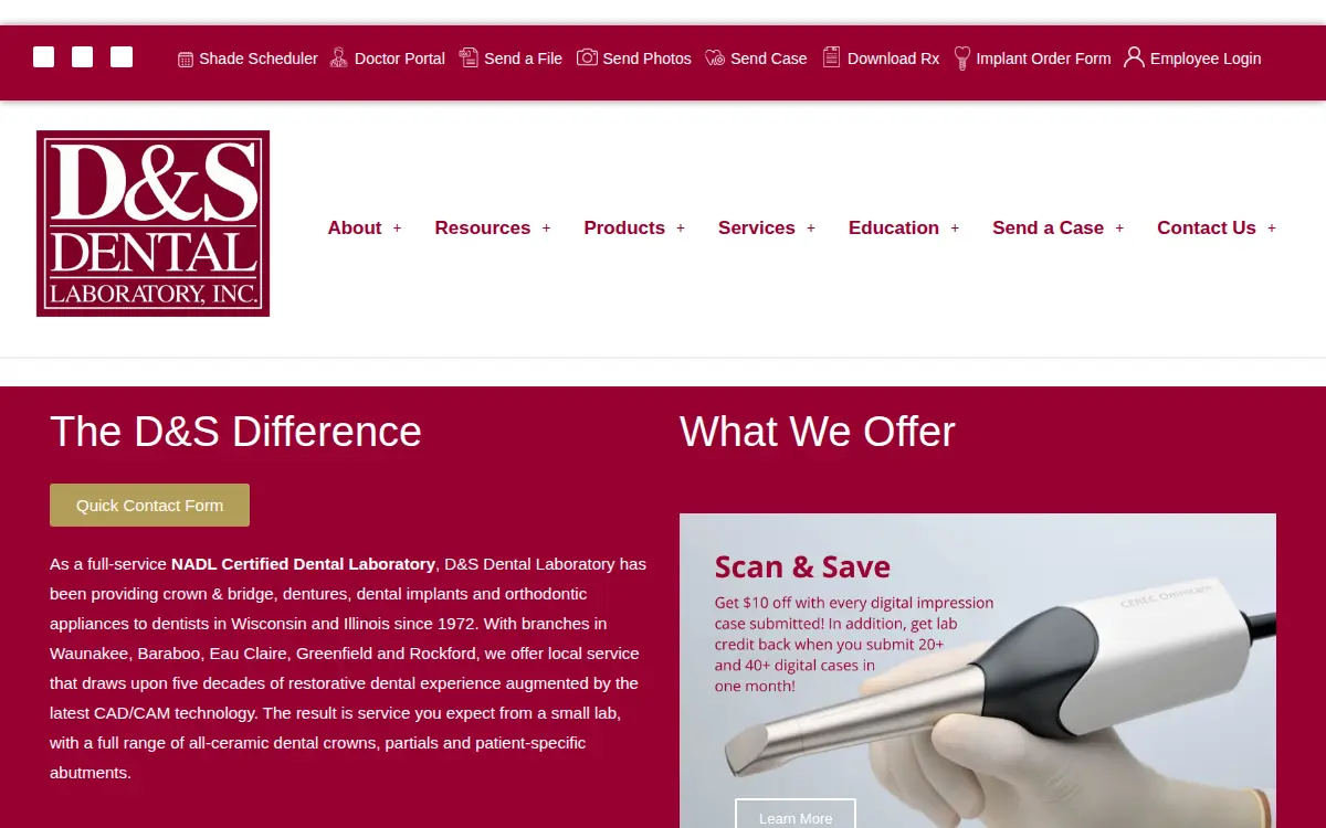 Homepage of D & S Dental Laboratory INC