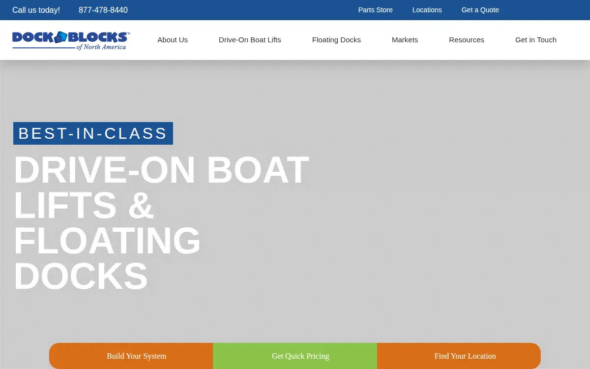Homepage of Dock Blocks of North America, LLC
