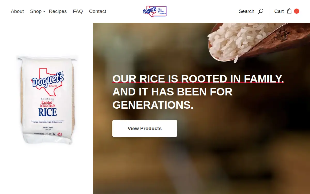 Homepage of Doguet's Rice Milling Company