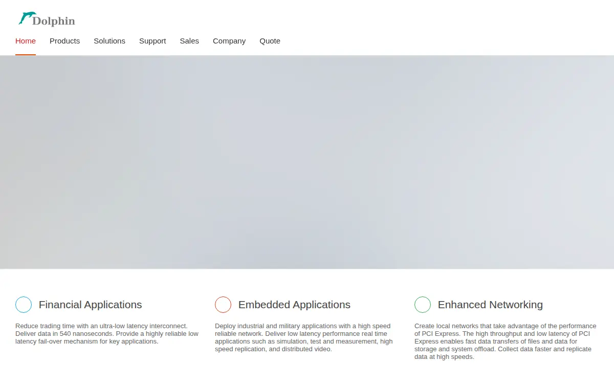 Homepage of Dolphin Interconnect Solutions North America, INC.