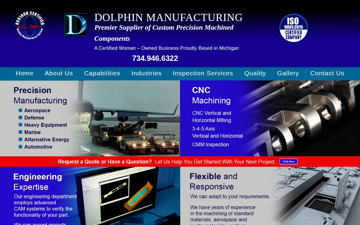Homepage of Dolphin Manufacturing, INC