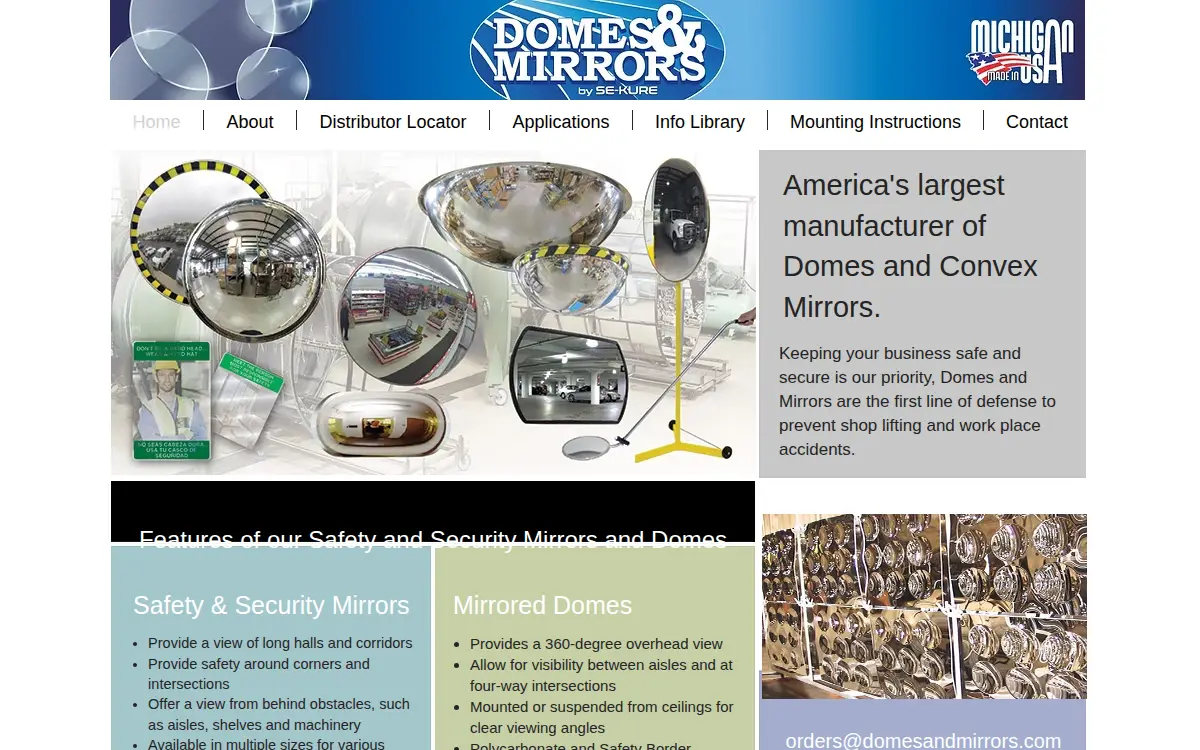 Homepage of Se-kure Domes & Mirrors, INC