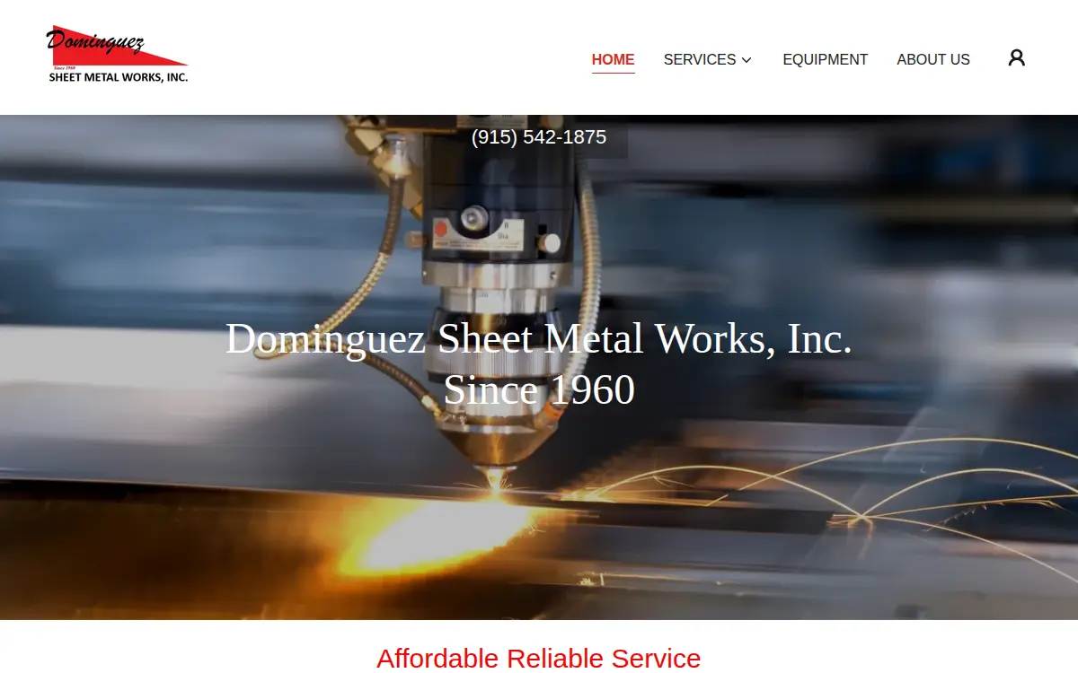 Homepage of Dominguez Sheet Metal Works, INC.