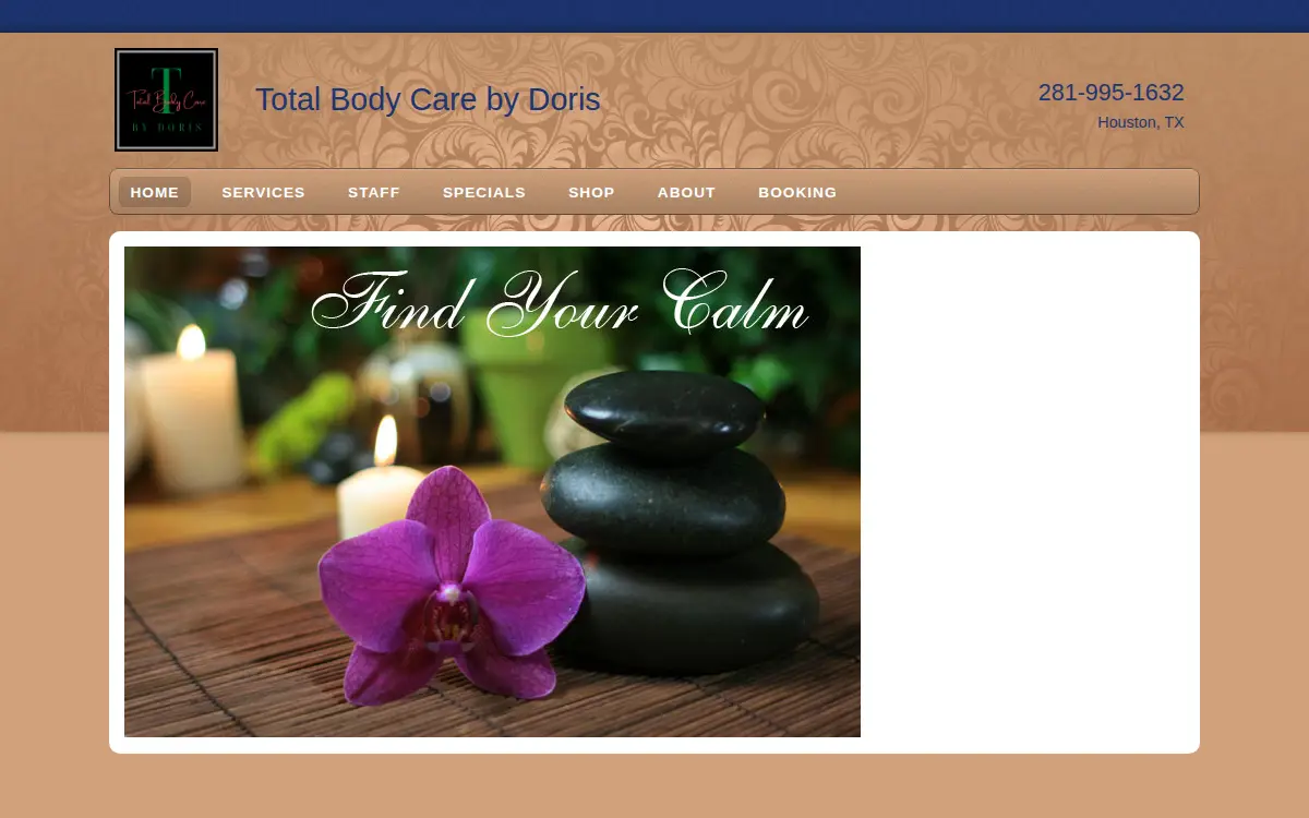 Homepage of Total Body Care LLC