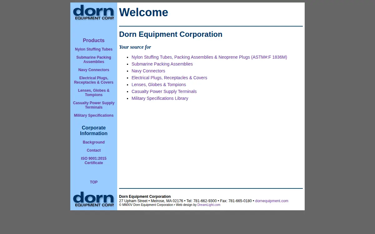 Homepage of Dorn Equipment CORP.