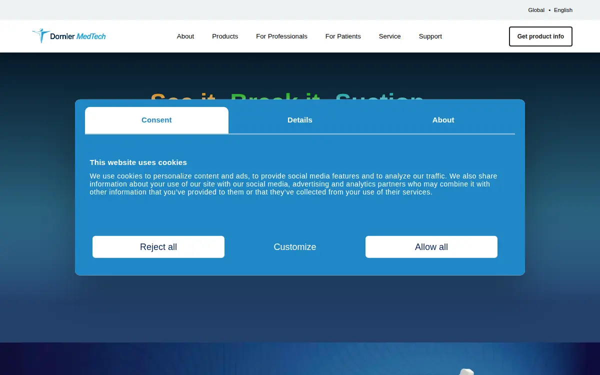 Homepage of Dornier Medtech America, INC.