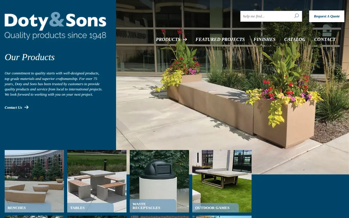 Homepage of Doty & Sons Concrete Products, INC