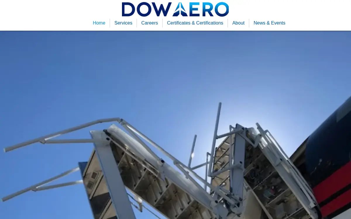 Homepage of Dow Aero, LLC