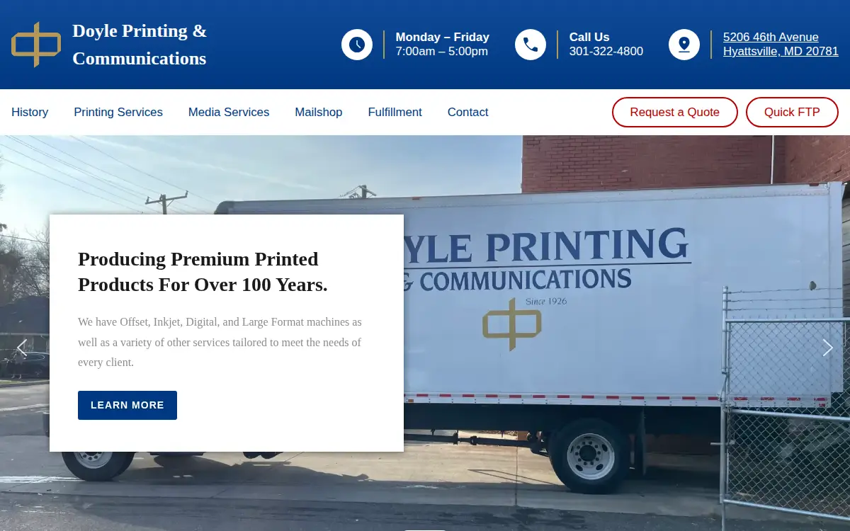 Homepage of Doyle Printing and Offset Co., INC.