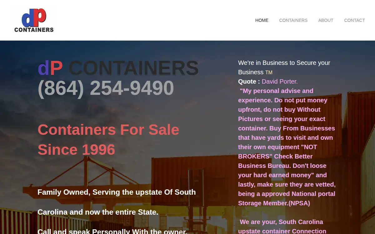 Homepage of Dp Containers LLC