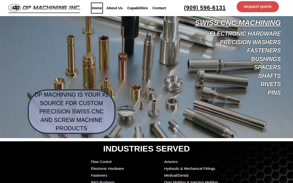 Homepage of Dp Machining, INC.
