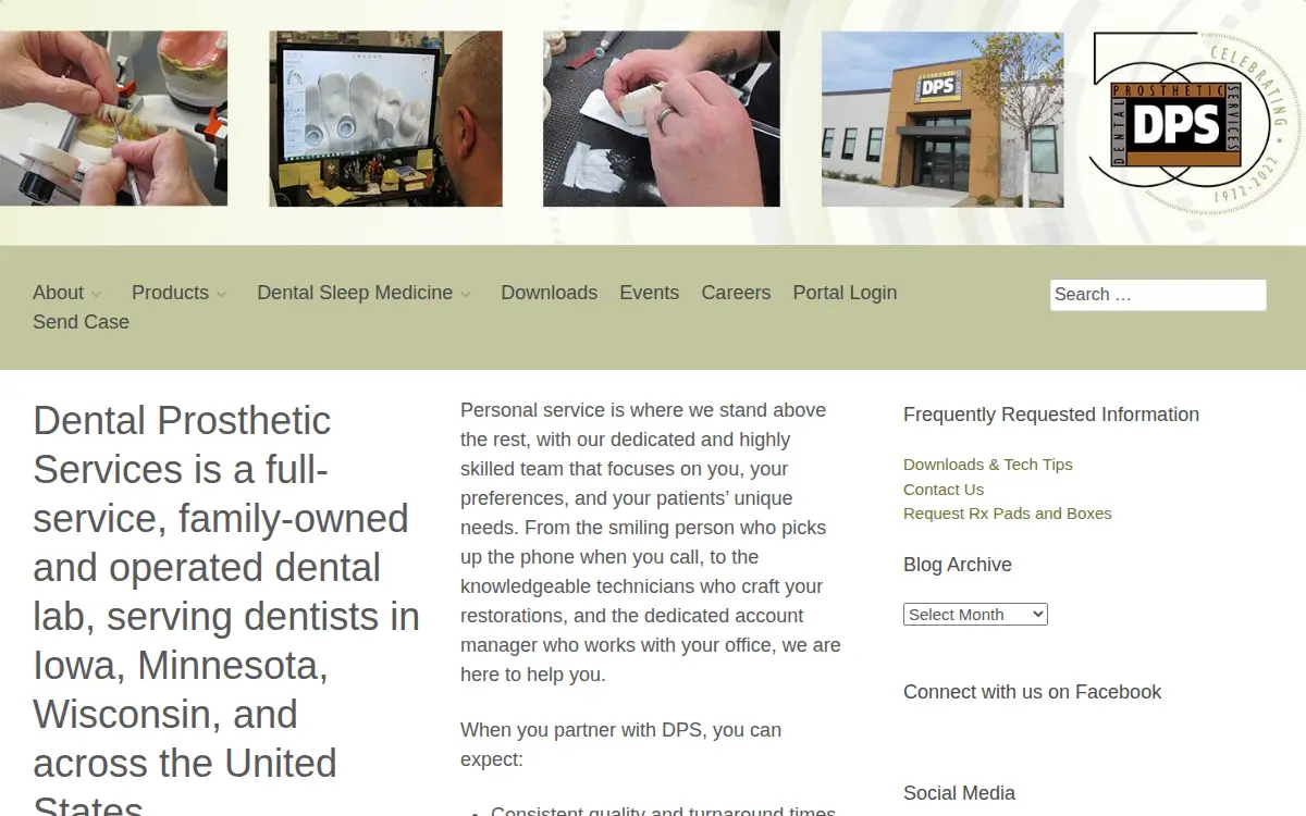 Homepage of Dental Prosthetic Services, INC.