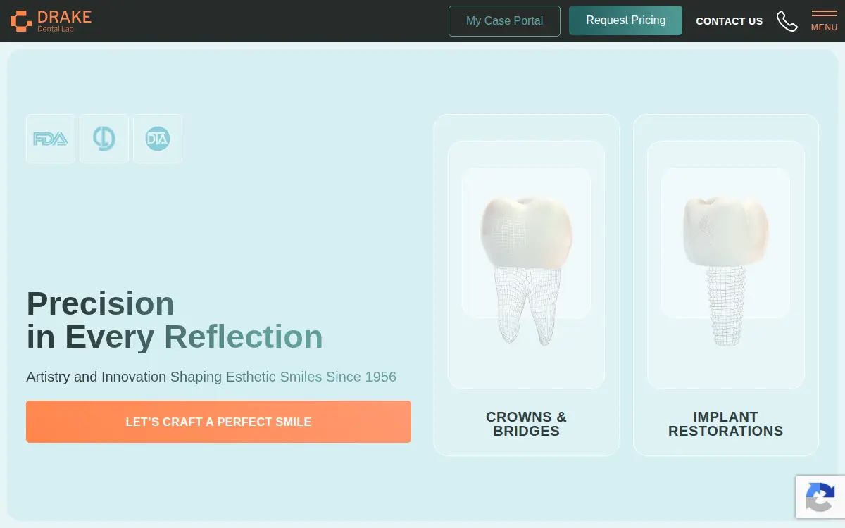 Homepage of Drake Precision Dental Laboratory INC.