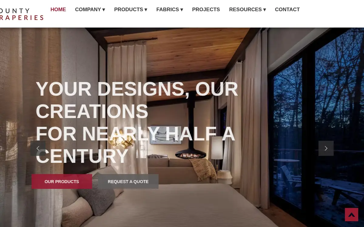 Homepage of County Draperies, INC