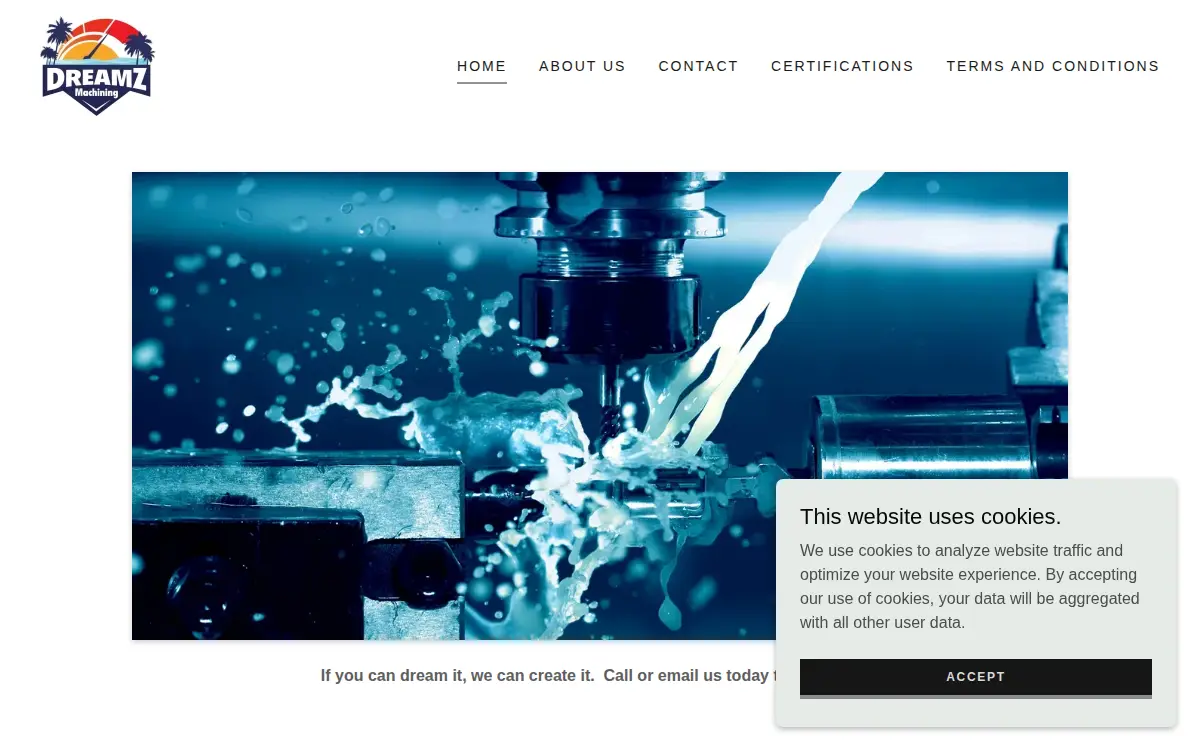 Homepage of Dreamz Machining INC