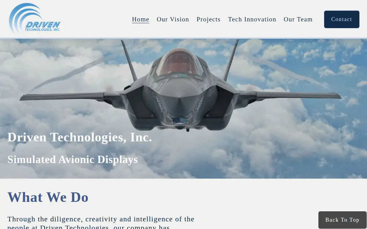 Homepage of Aerospace Driven Technologies, INC