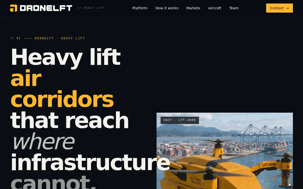 Homepage of Dronelft INC.