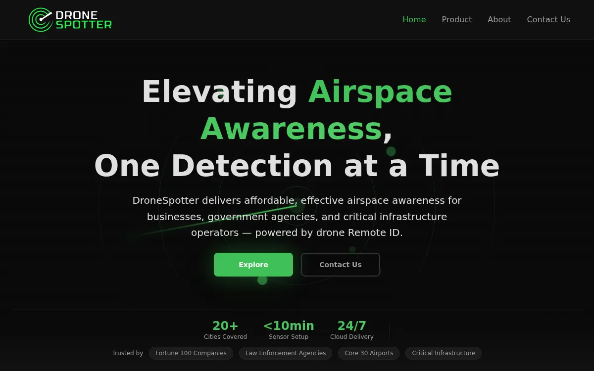 Homepage of Dronespotter, INC.