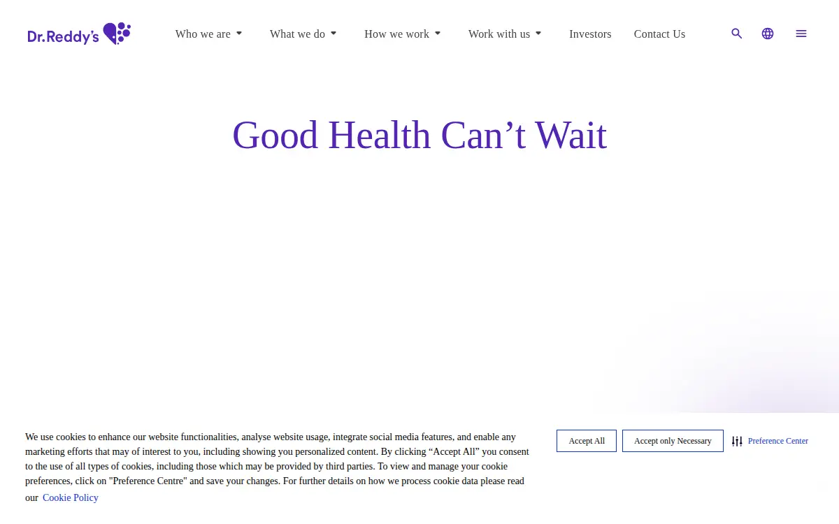 Homepage of Dr Reddy's Laboratories, INC.