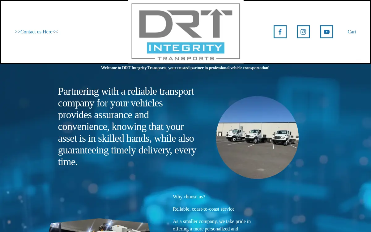 Homepage of Drt Integrity Transports LLC