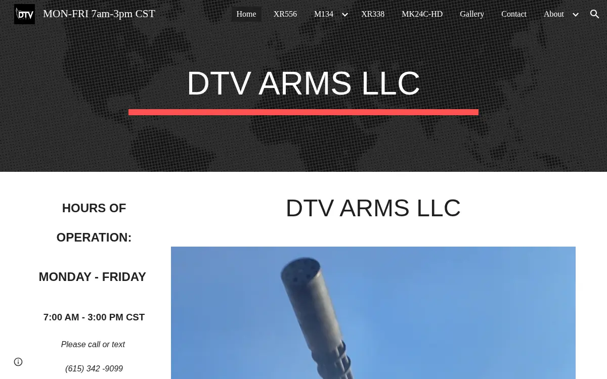 Homepage of Dtv Arms LLC