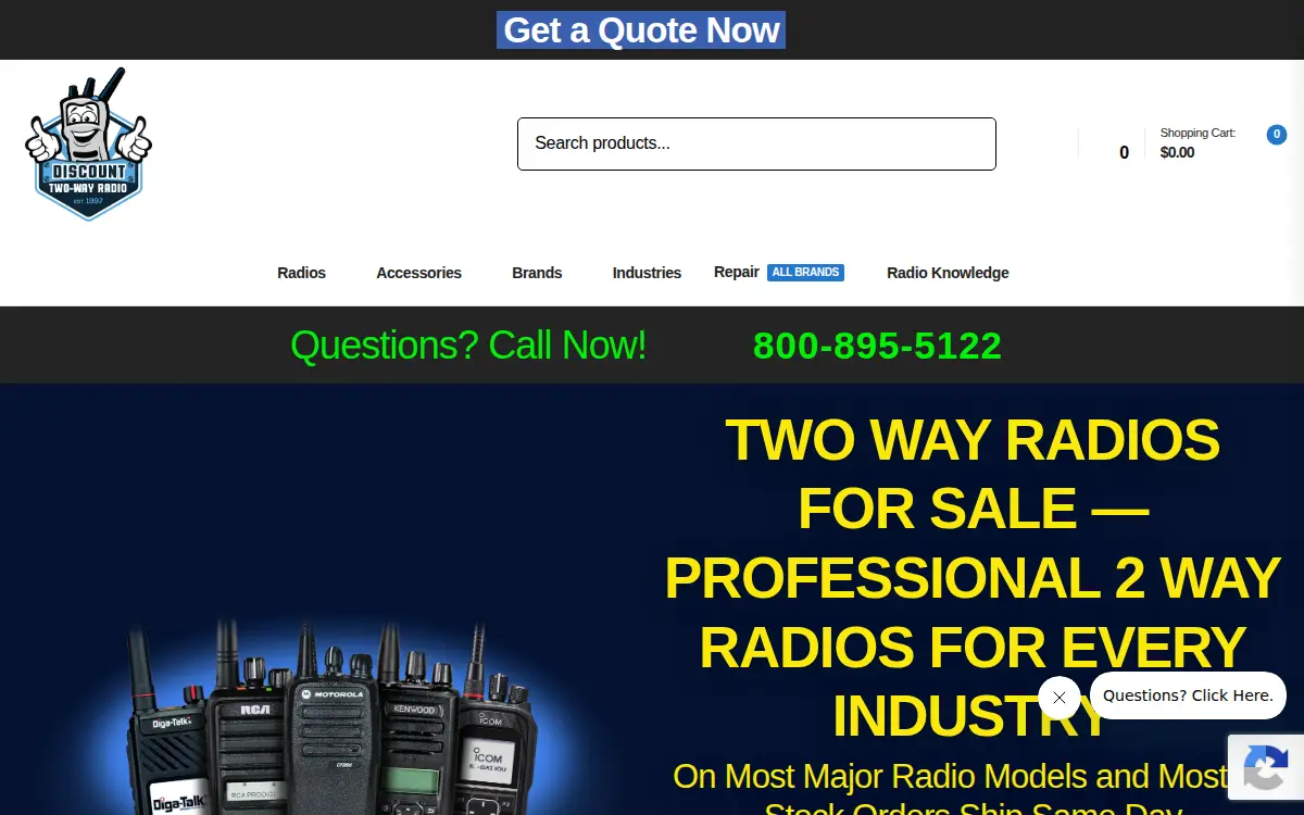 Homepage of Discount Two Way Radio CORP