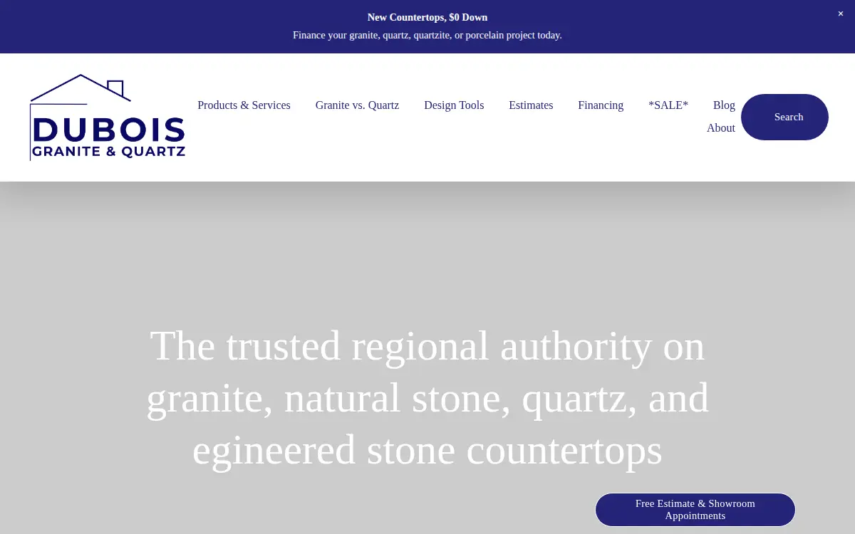 Homepage of Dubois Granite & Quartz LLC