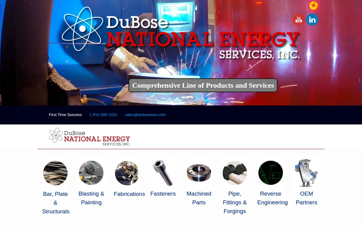 Homepage of Dubose National Energy Fasteners & Machined Parts, INC.