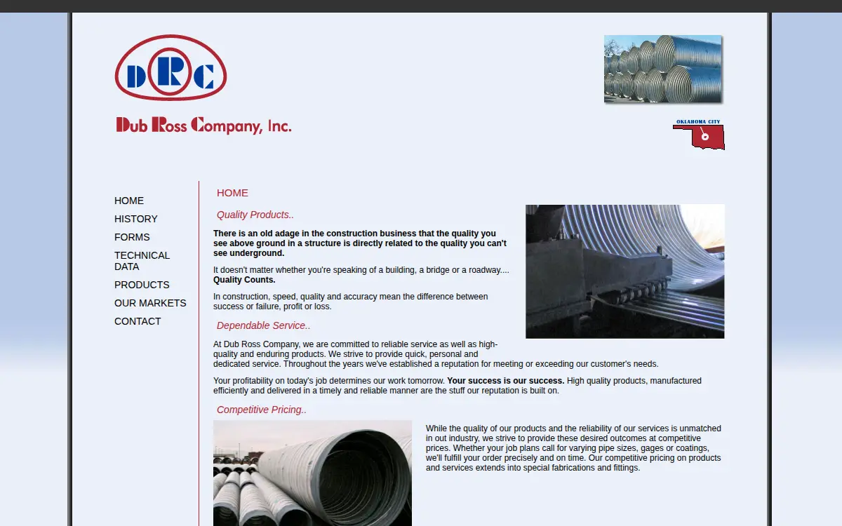 Homepage of Dub Ross Company, INC.