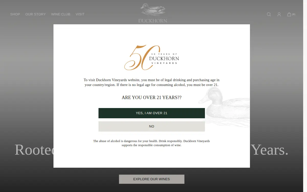 Homepage of Duckhorn Wine Company