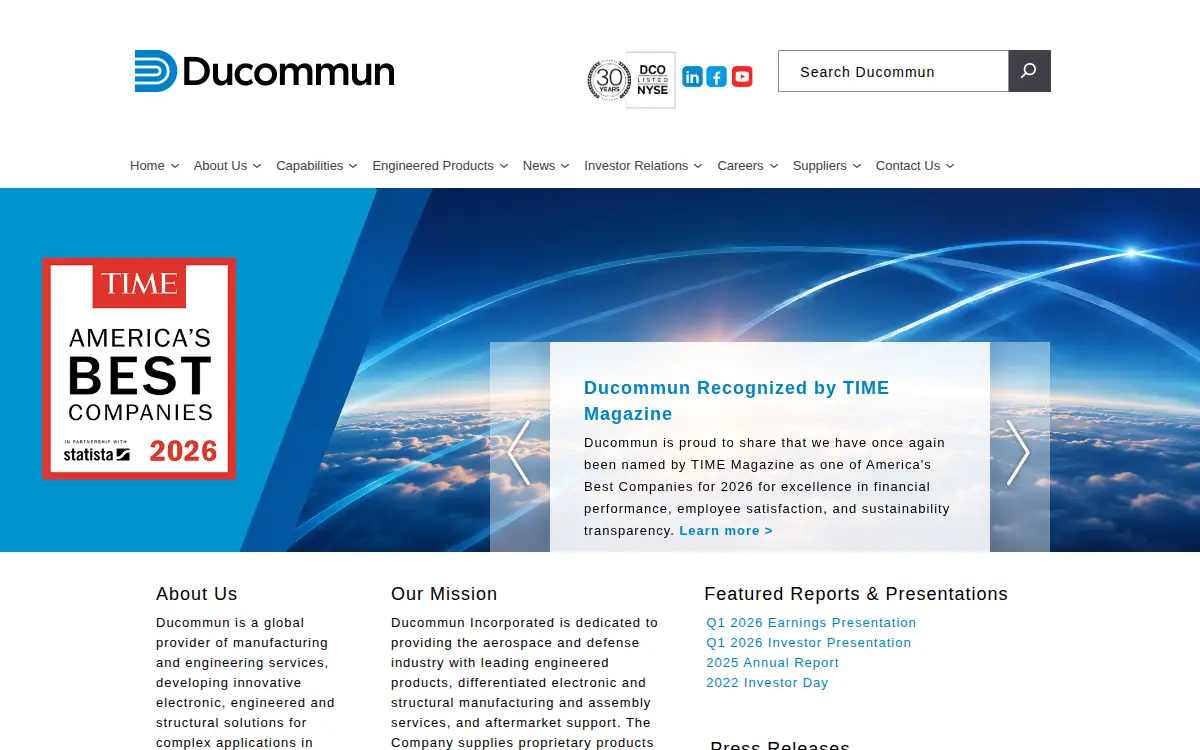 Homepage of Ducommun Aerostructures, INC.