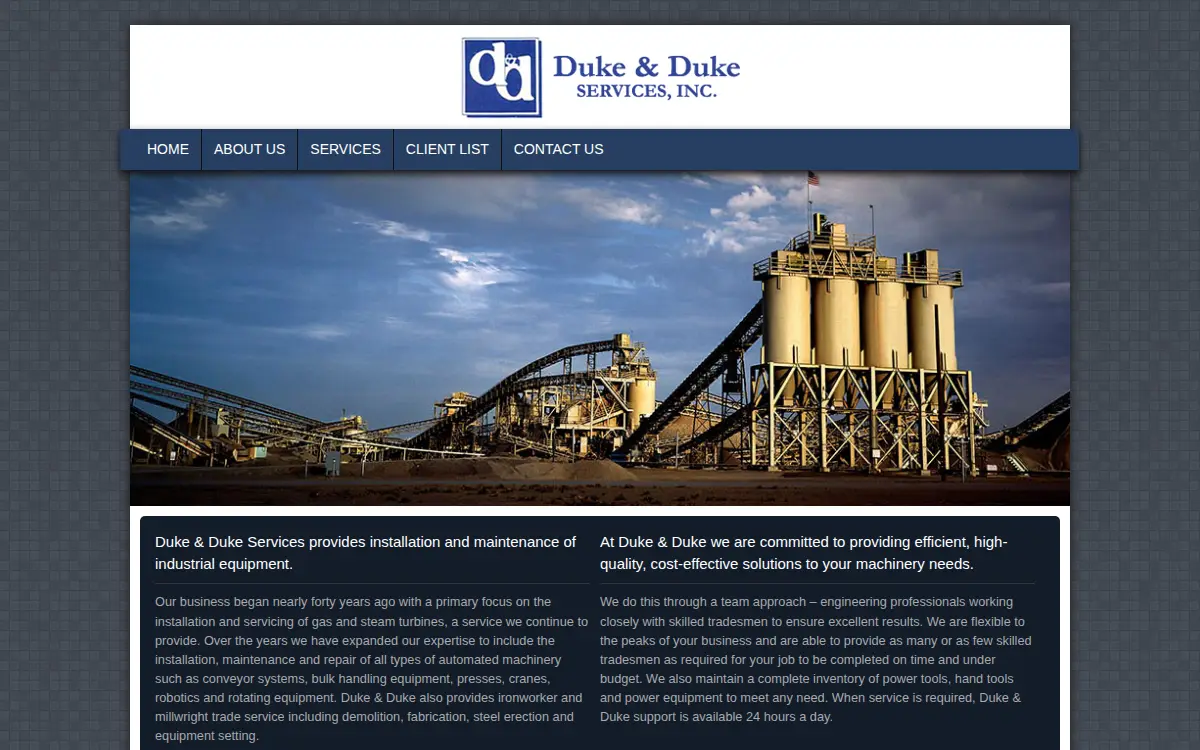 Homepage of Duke & Duke Services INC