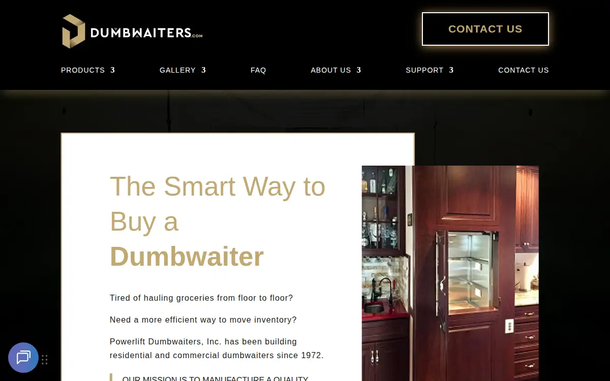 Homepage of Powerlift Dumbwaiters, INC.