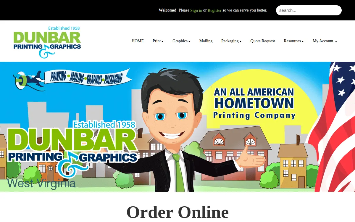 Homepage of Dunbar Printing & Graphics LLC