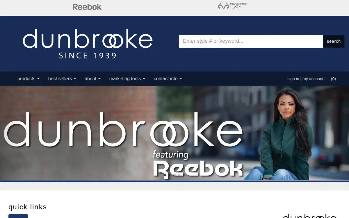 Homepage of Dunbrooke Apparel CORP.