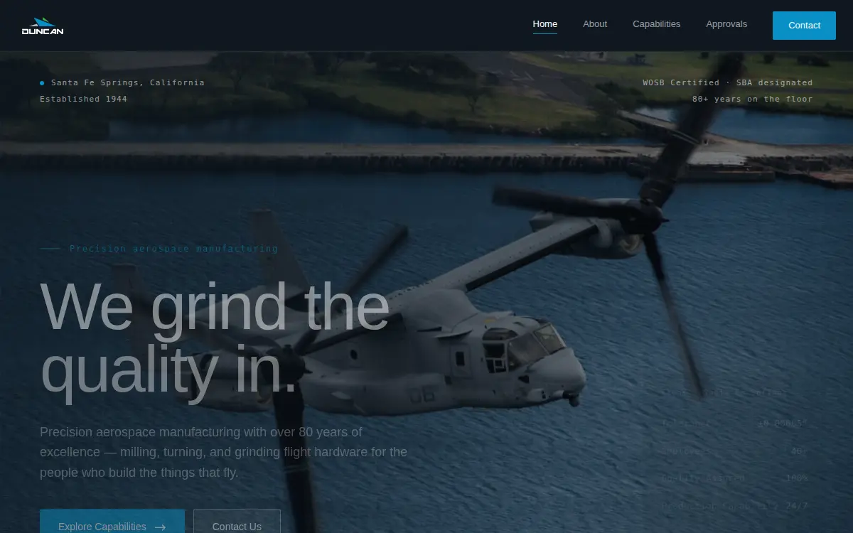 Homepage of Duncan Industries, INC