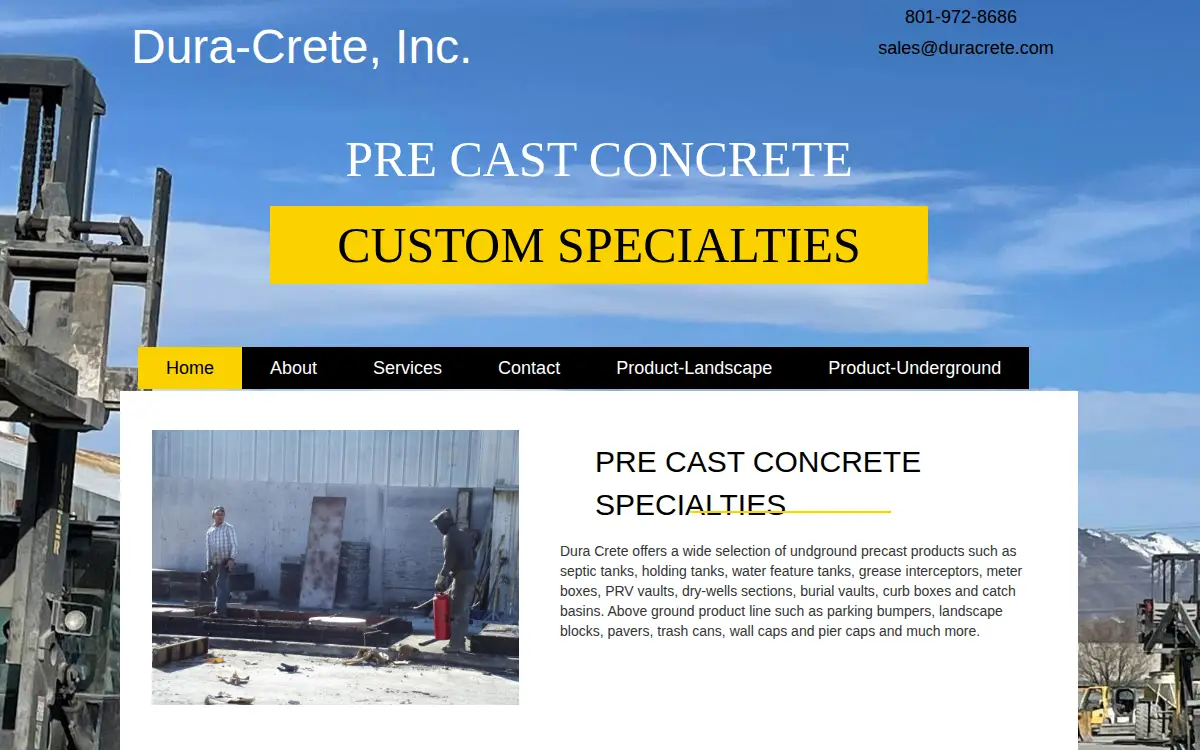 Homepage of Dura Crete, INC.