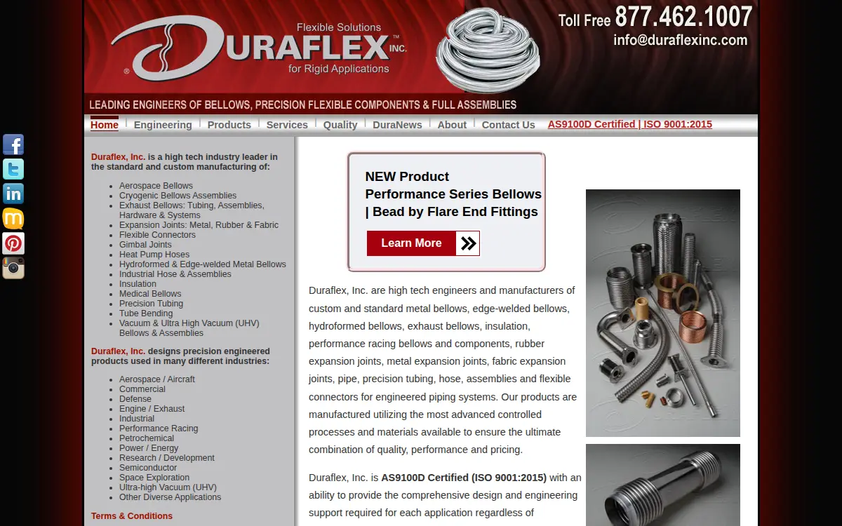 Homepage of Duraflex INC