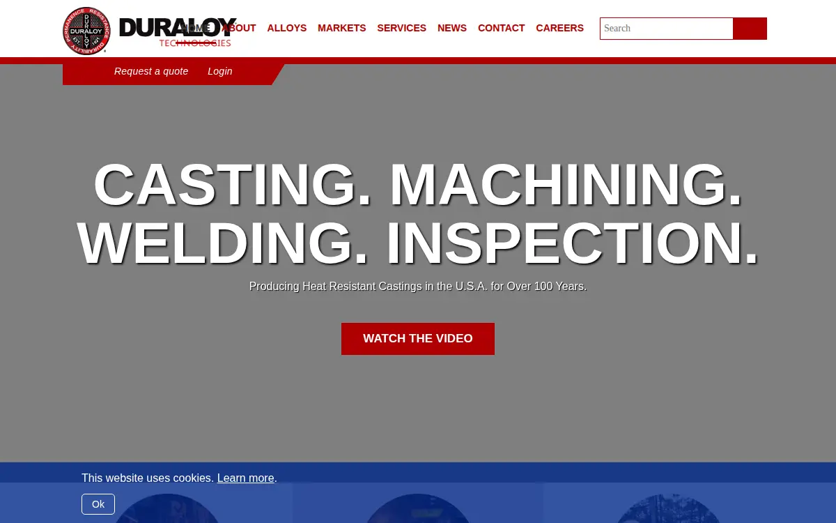 Homepage of Duraloy Technologies, INC.