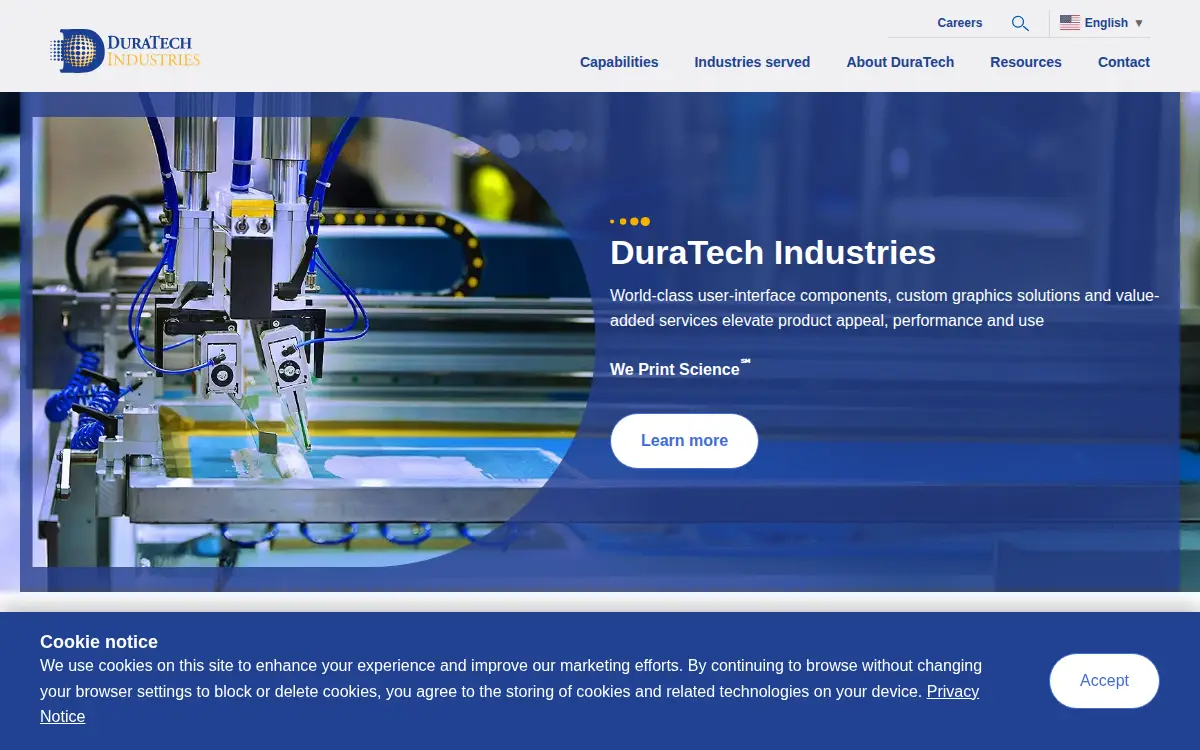 Homepage of Duratech Industries INC