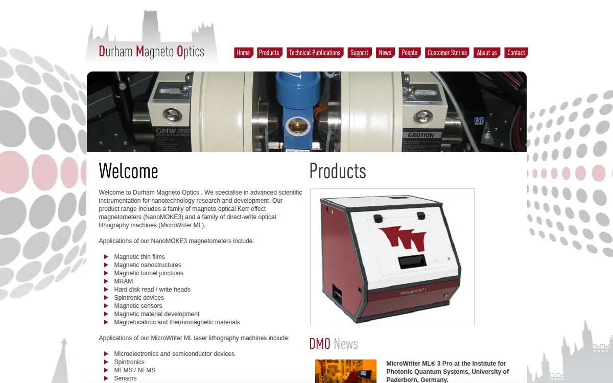 Homepage of Durham Magneto Optics INC