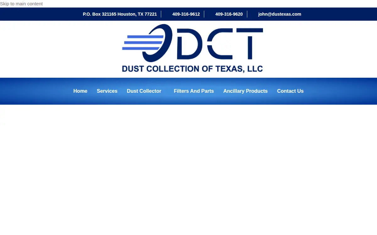 Homepage of Dust Collection of Texas LLC