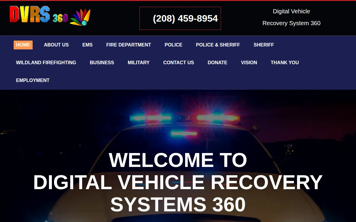 Homepage of Digital Vehicle Recovery Systems 360 CORP