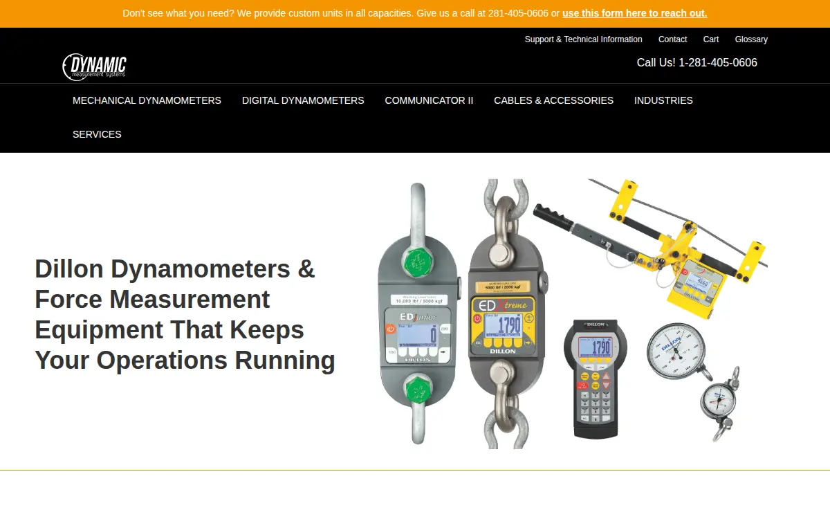 Homepage of Dynamic Measurement Systems, LLC