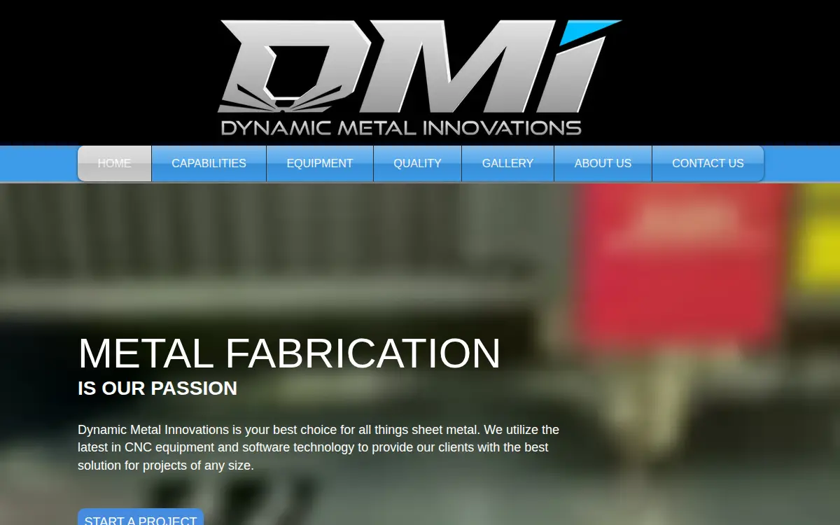 Homepage of Dynamic Metal Innovations LLC
