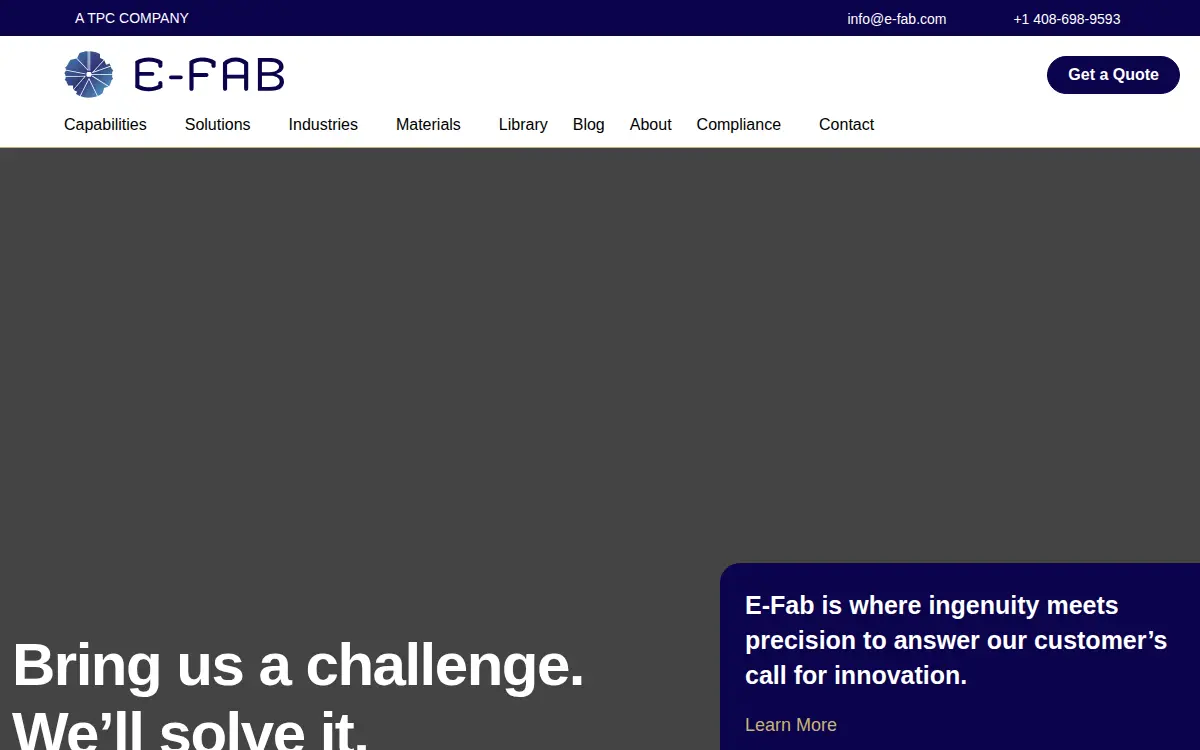 Homepage of E-fab, INC.