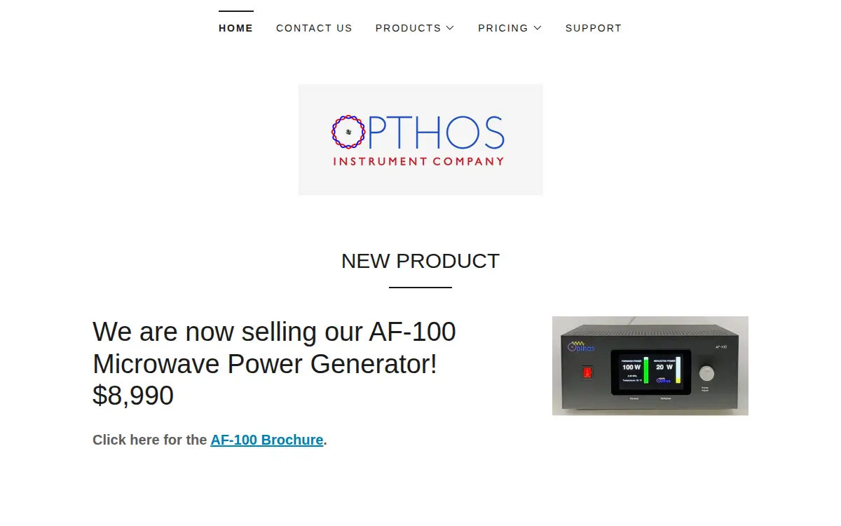 Homepage of Opthos Instrument Company, LLC