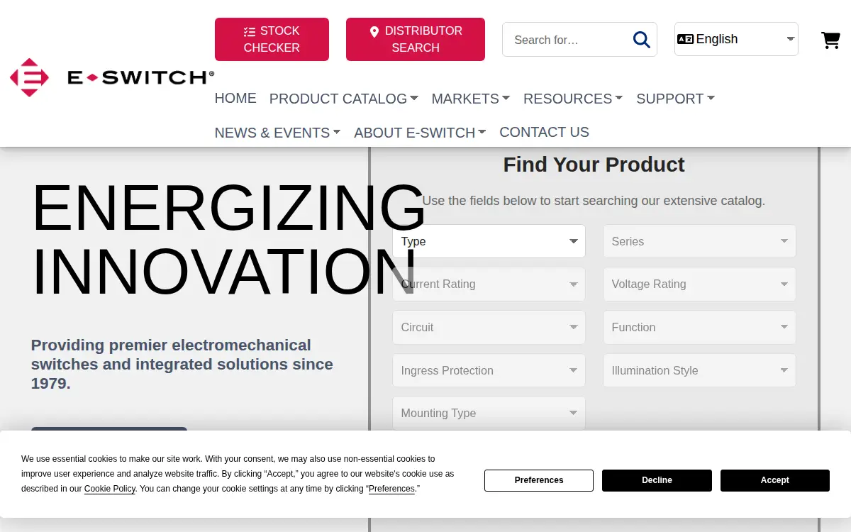 Homepage of E-switch, INC.