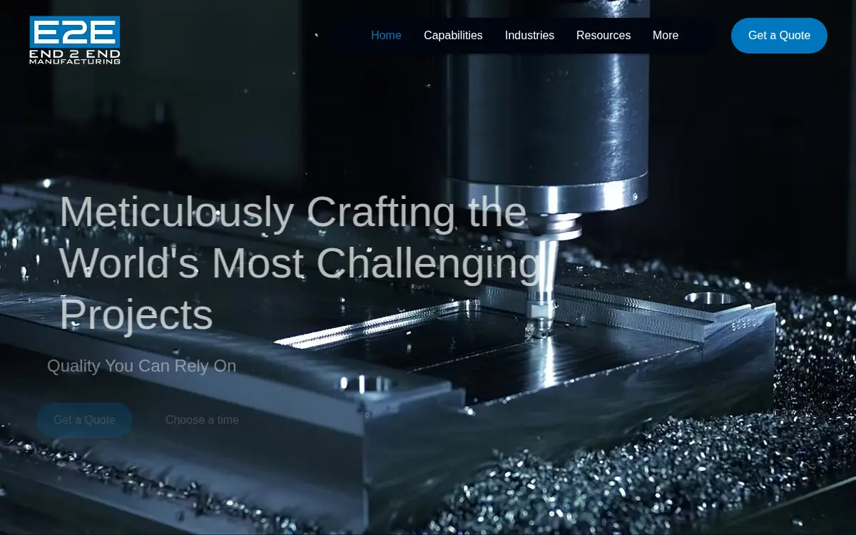Homepage of E2e, Mfg LLC
