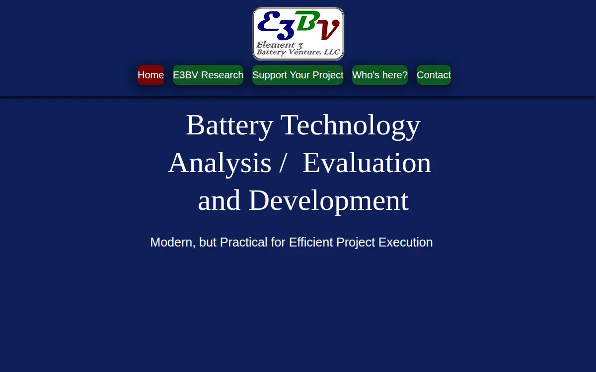 Homepage of Element 3 Battery Venture LLC